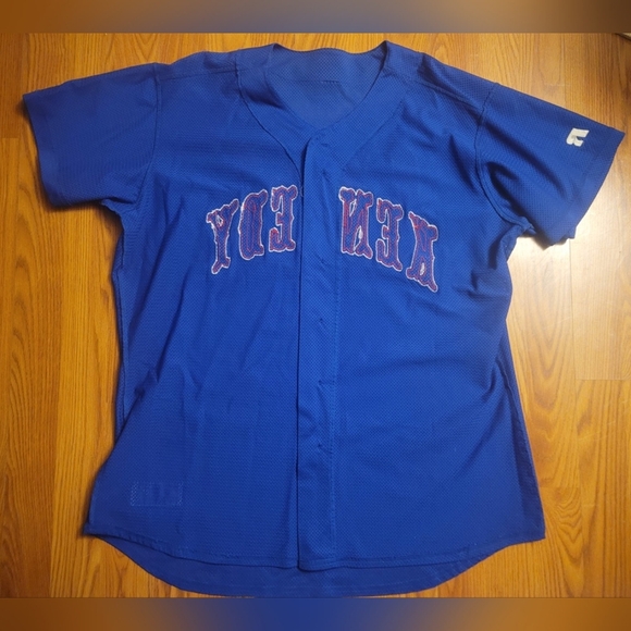 Russell Athletic Kennedy #20 Baseball Button Down Jersey XL Vintage? Blue & Red - Picture 10 of 13